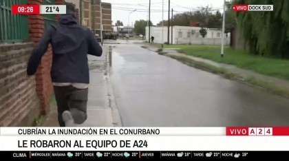 Dock Sud: asaltaron a un equipo de televisión mientras cubría el temporal en vivo