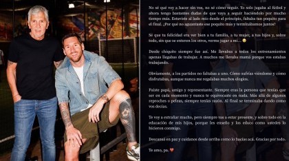 Messi despidió a su padre con una carta: “No sé cómo seguir”
